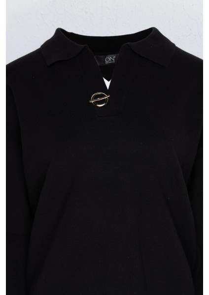 Kadın Polo Yaka Uzun Kollu Crop Triko - Minimalist & Şık fiyatları