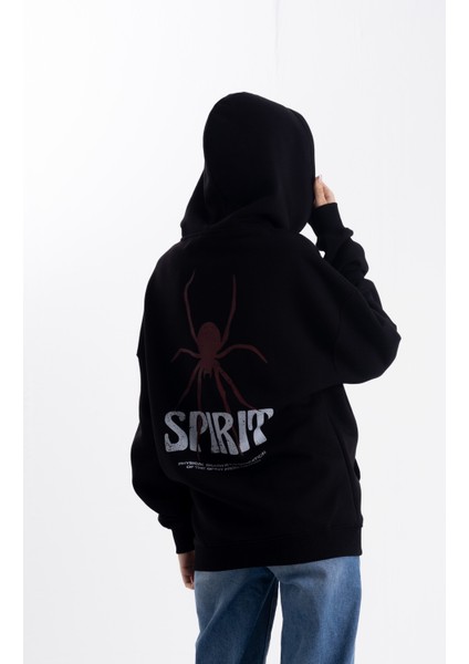 Unisex Oversize Spırıt Baskı Kapşonlu Sweatshirt modelleri
