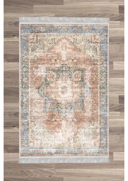 Artızon Halı ART-229 Beyaz Taban Dekoratif Kilim Ince Yıkanabilir Süngerli Dot Taban Salon Halısı