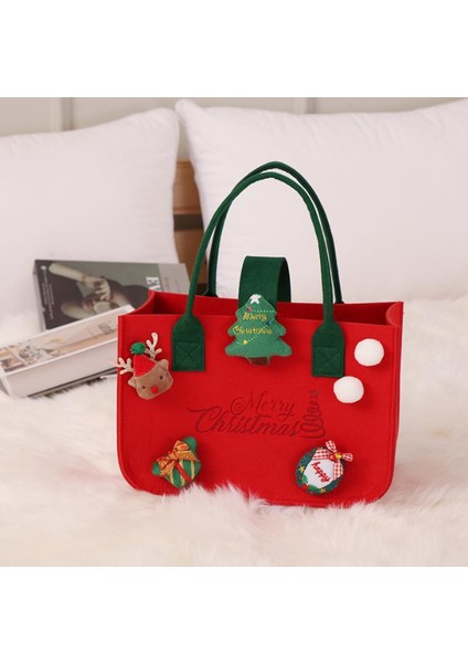 2 Adet Keçe Tote Çanta Diy Karikatür Dekorasyon Noel Hediyesi Çanta (Yurt Dışından)