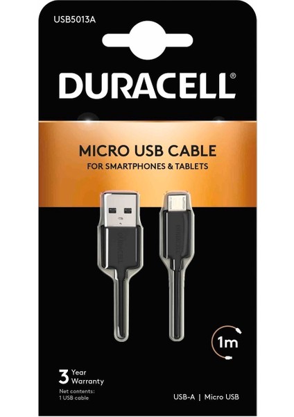 1m Usb-A To Micro USB Şarj Kablosu - Siyah