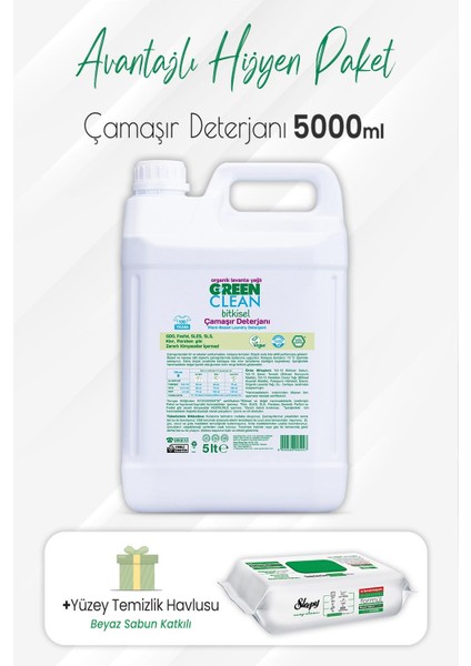 Bitkisel Çamaşır Deterjanı 5 Lt ve Easy Clean Yüzey Temizlik 100' Lü