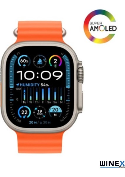 Watch HK9 Ultra 2 Amoled Ekran Android İos HarmonyOs Uyumlu Akıllı Saat Gri