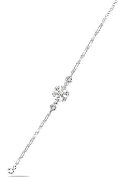 Kadın 925 Ayar Gümüş Bileklik Kar Tanesi Bileklik Modeli BLK-419