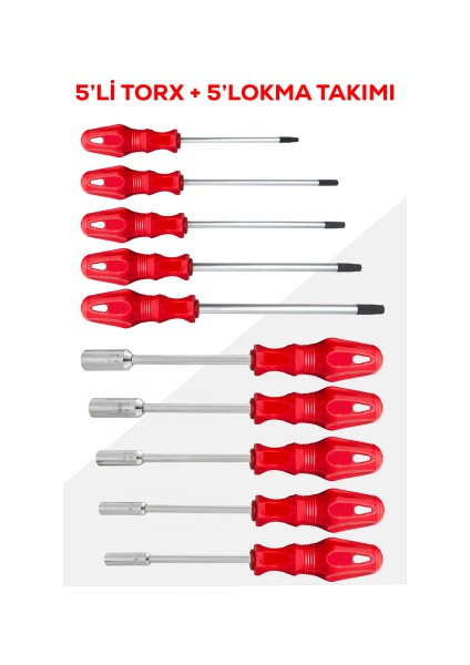 5’li Torx & 5’li Lokma Tornavida Set