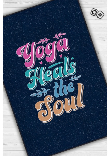 Yoga İyi Eder Lacivert Halı Renkli Meditasyon Halısı Özel Tasarım Neon Halı Hediyelik Halı fiyatları