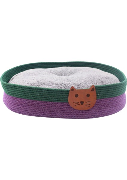 Yeşil Mor Hasır Kedi Yatağı