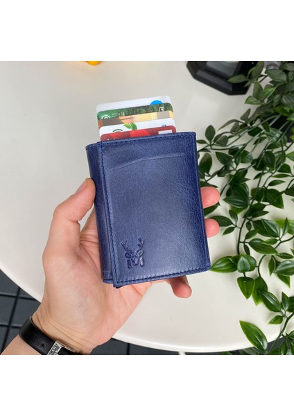Pescol - Hakiki Deri RFID Korumalı Otomatik Mekanizmalı Akıllı Kartlık/Cüzdan