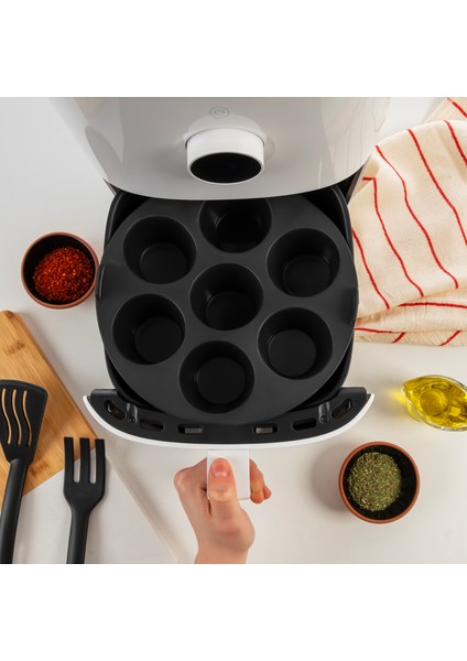 Silikon Airfryer Muffin Kek Kalıbı Siyah