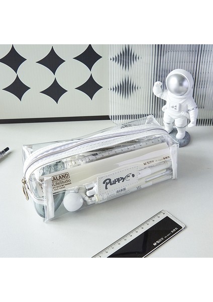 Kalem Çantası Şeffaf Basit Büyük Kapasiteli Kırtasiye Kutusu Kalem Çantası (Yurt Dışından)