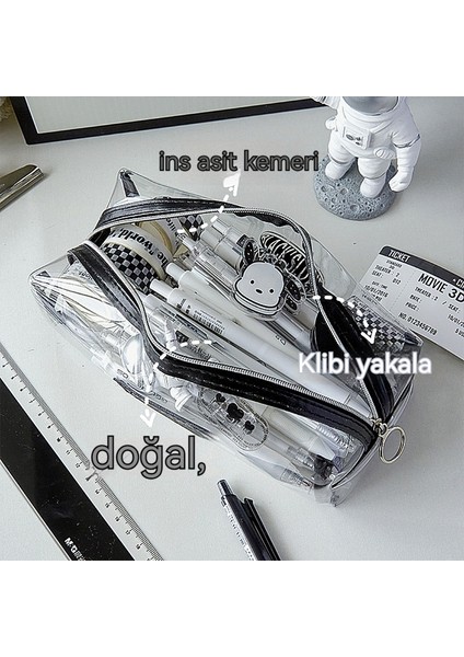 Kalem Çantası Şeffaf Basit Büyük Kapasiteli Kırtasiye Kutusu Kalem Çantası (Yurt Dışından) modelleri
