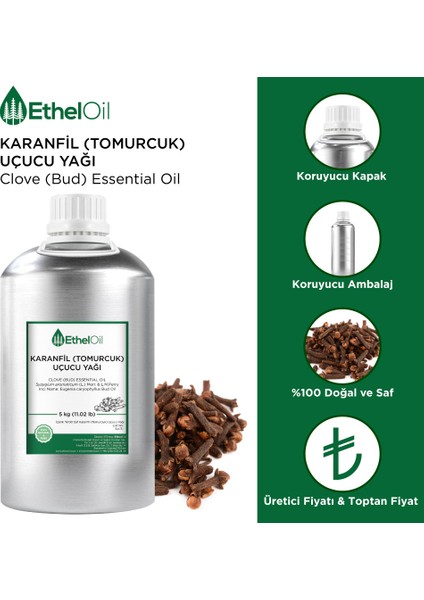 Karanfil (Tomurcuk) Uçucu Yağı - Etheloil - 500 GR - Saf ve Doğal Uçucu Yağ - Üretici Firma