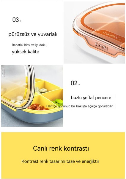 Dört Bölmeli Mühürlü Taşınabilir Ilaç Kutusu ve Şeffaf Ilaç Dağıtım Kutusu (Yurt Dışından)