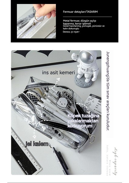 Kalem Çantası Şeffaf Basit Büyük Kapasiteli Kırtasiye Kutusu Kalem Çantası (Yurt Dışından) fırsatları