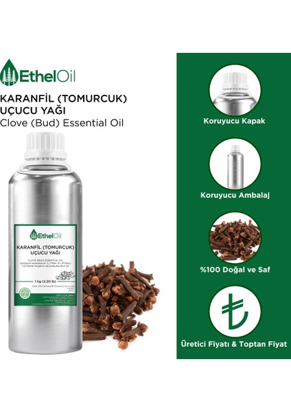 Karanfil (Tomurcuk) Uçucu Yağı - Etheloil - 1 KG - Saf ve Doğal Uçucu Yağ - Üretici Firma fiyatları