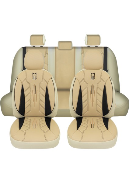 Fa Serisi - Hyundai Ionıq ile Uyumlu Koltuk Kılıfı, Deri / Bej