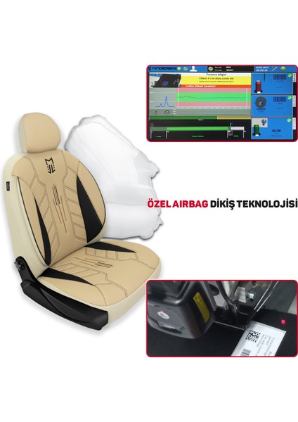 Fa Serisi - Hyundai Ionıq ile Uyumlu Koltuk Kılıfı, Deri / Bej fırsatları