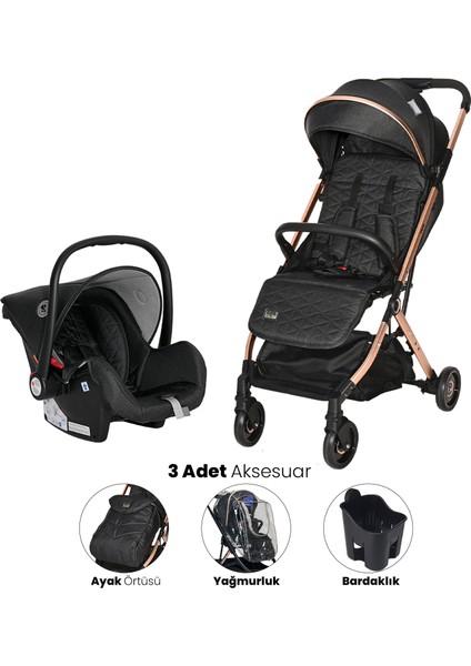 Myla Kabin Boy & Travel Set Bebek Arabası - Black