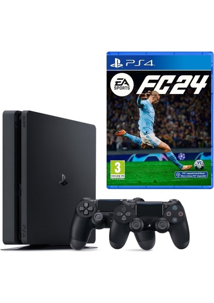 Playstation 4 Slim + 2.Dualshock + Ps4 Fc 24