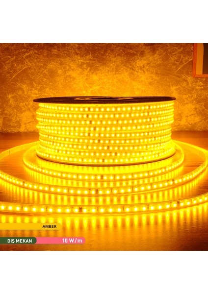 120 LED Li Şerit LED Amber 220V 10W 1M