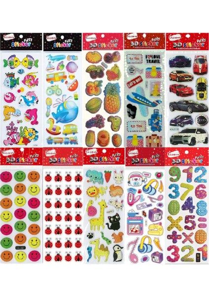 Kabartmalı Sticker Karışık Paket 100 Kartela
