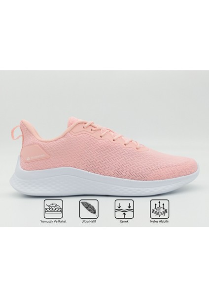 Running EW02428H Kadın Pembe Beyaz Kaymaz Taban Ortopedik Nefes Alabilen Garantili Rahat Hafif Günlük Sneaker Yürüyüş Koşu Spor Ayakkabısı