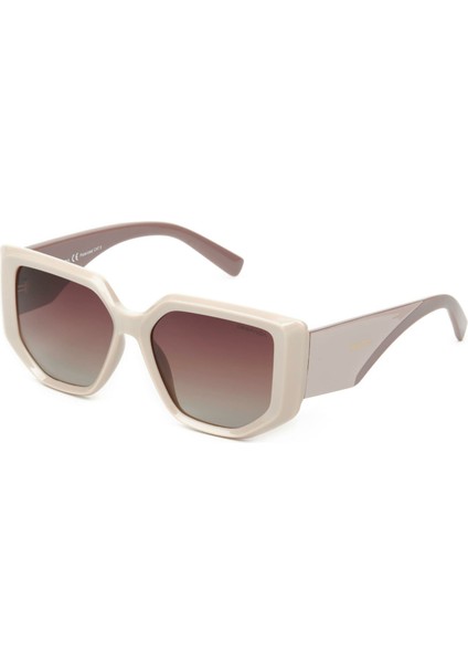 Ds 2298 C 4 Geometrik Krem - Açık Kahve Kadın Güneş Gözlüğü