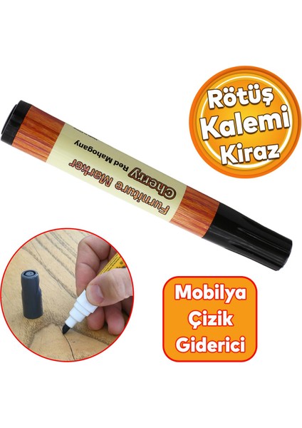 Mobilya Rötuş Kalemi Ahşap Masa Sehpa Dolap Kalemi Çizik Giderici Çatlak Kapatıcı Kiraz Renk