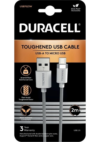 2m Usb-A To Micro USB Örgülü Şarj Kablosu - Beyaz