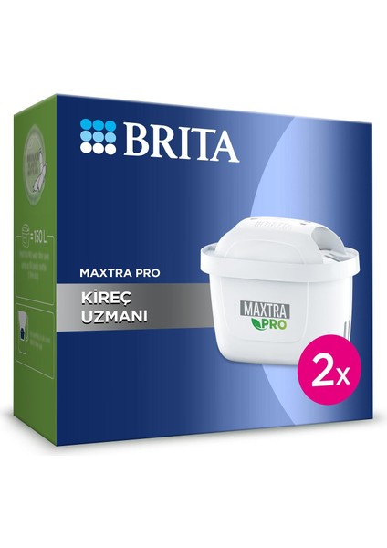 BRITA MAXTRA PRO Kireç Uzmanı Yedek Su Arıtma Filtresi, 2’li