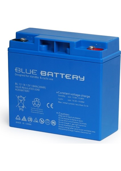 Blue Battery 12 Volt 18 Amper Bakımsız Kuru Akü , Ups Aküsü