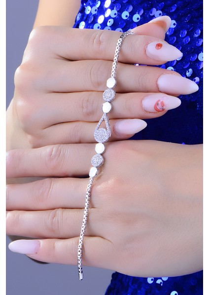 925 Ayar Gümüş Damla Salkım Pırlanta Montör Su Yolu Set modelleri