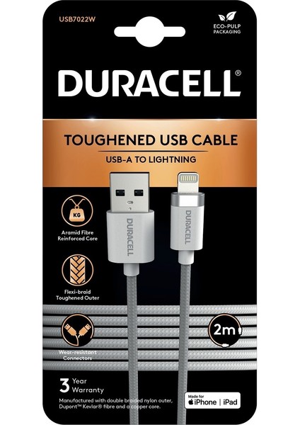 2m Lightning To Usb-A Örgülü Şarj Kablosu - Beyaz