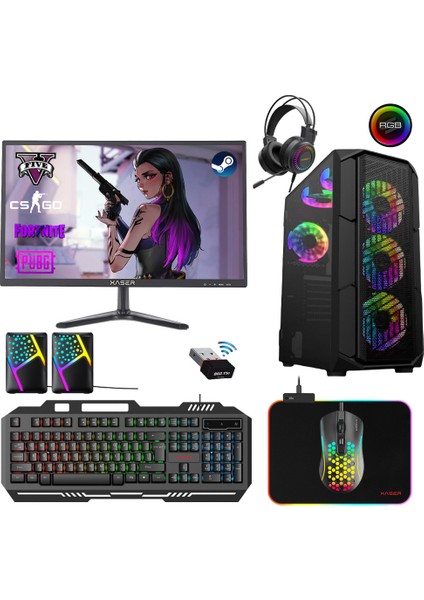 XSR225 I5 6400 16GB Ram 512GB SSD 4gb RX550 Ekran Kartı 21.5" Monitör Oyun Bilgisayarı