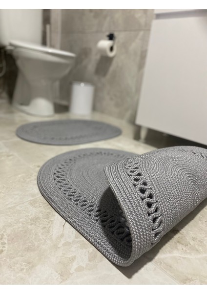Milda Jüt 2'li Banyo Paspası Çift Taraflı Kaymaz Yıkanabilir Banyo Paspas Takımı 40X60CM & 50X80CM modelleri