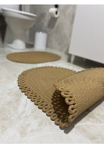 Milda Jüt 2'li Banyo Paspası Çift Taraflı Kaymaz Yıkanabilir Banyo Paspas Takımı 40X60CM & 50X80CM