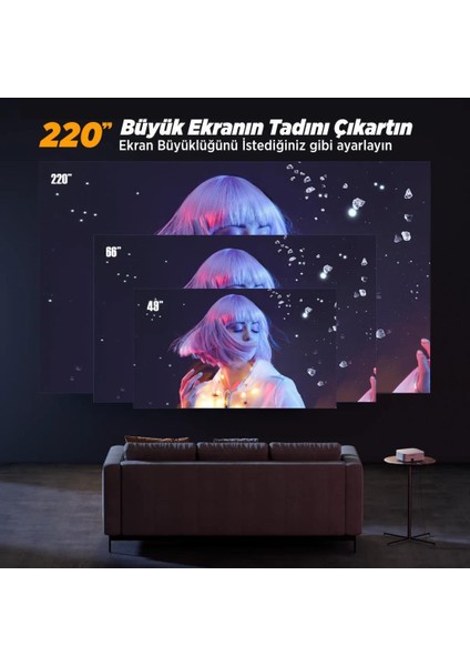 Leisure 495W Android 4K Destekli 5g Wi-Fi + Bluetooth LCD LED Projeksiyon Cihazı - 220 Inç Yansıtma -Dolby Audio Hoparlör