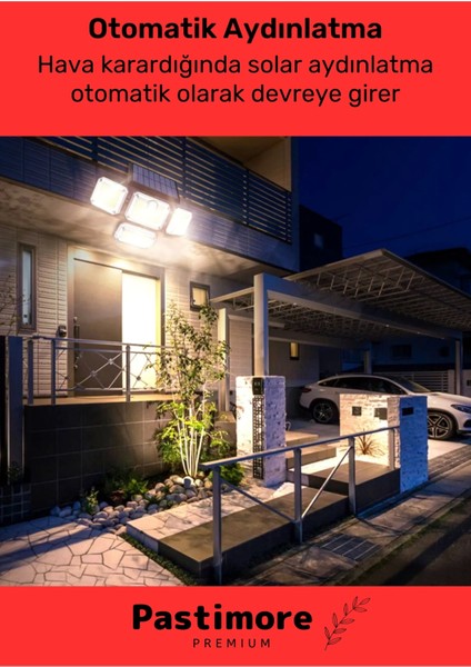 Premium Kumandalı Solar Güneş Enerjili 122 Ledli Hareket Sensörlü Bahçe Aydınlatma Sokak Lambası fiyatları