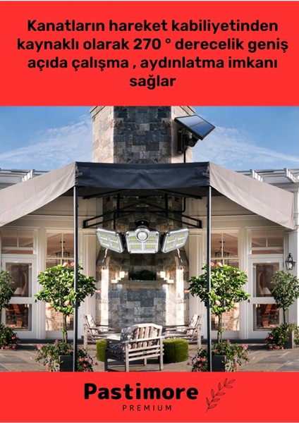 Premium Kumandalı Solar Güneş Enerjili 122 Ledli Hareket Sensörlü Bahçe Aydınlatma Sokak Lambası modelleri