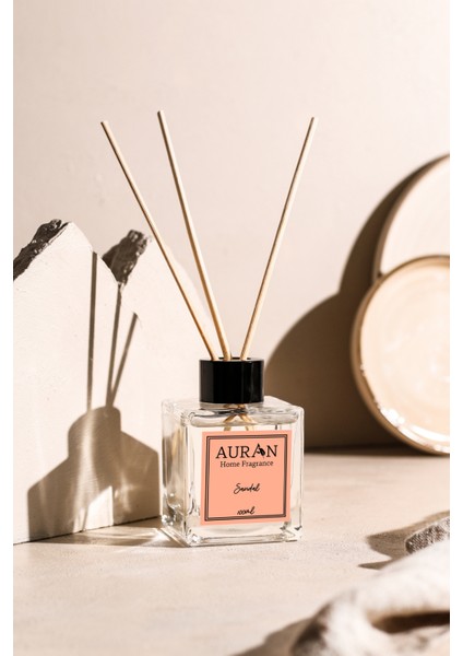 Sandal Ağacı Çubuklu Oda Kokusu Bambu Kokusu Kare Şişe Sandal Wood Reed Diffuser 100ml