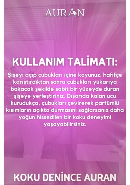 Lavanta Çubuklu Oda Kokusu Bambu Kokusu Kare Şişe Lavender Reed Diffuser 100ml