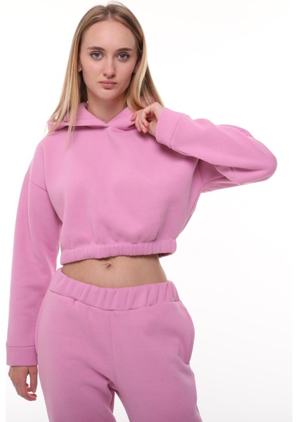 Pembe Şardonlu Sweatshirt