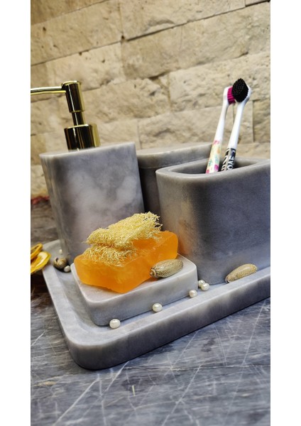 Mermer 5 Parça Banyo Seti - Elazığ Vişnesi 5'li