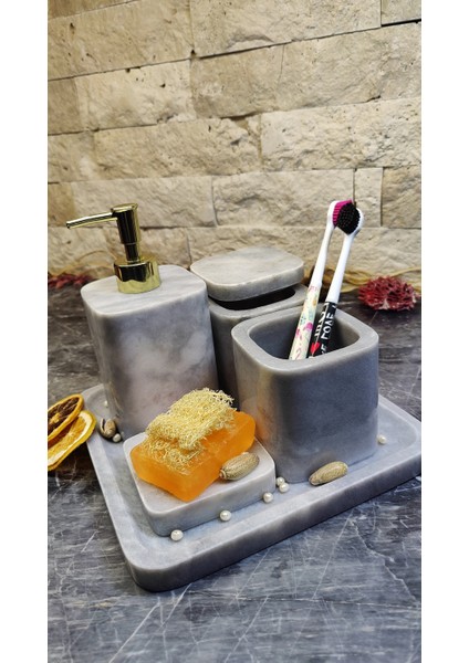 Mermer 5 Parça Banyo Seti - Elazığ Vişnesi 5'li modelleri