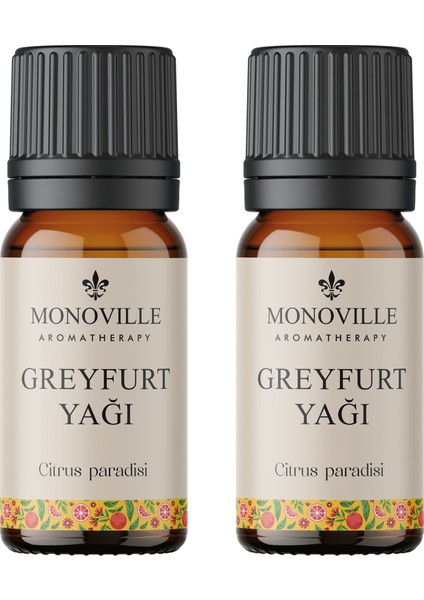 Greyfurt Uçucu Yağı 2'li Set %100 Saf Ve Doğal ( Grapefruit Oil ) 2x10 ml