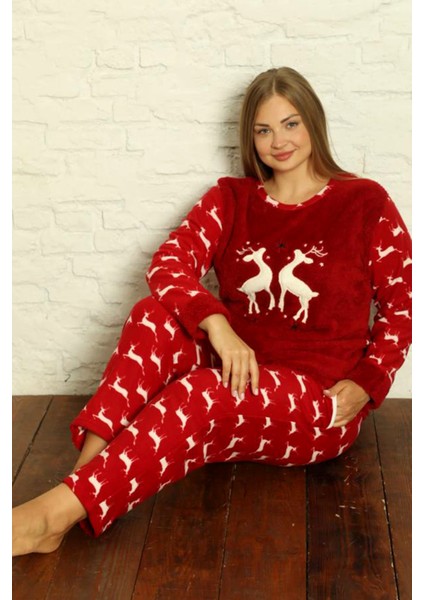 Büyük Kadın Polar Peluş Pijama Takımı