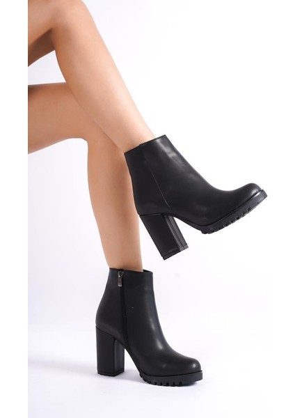Mbzfr5008D-S Kadın Siyah Kalın Topuklu Fermuarlı Kısa Bot&Bootie fiyatları