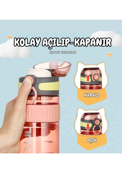 Tkk 550ML Kilitlenebilir Kapak Rahat Içim Taşıma Kulplu Tritan Spor Matara