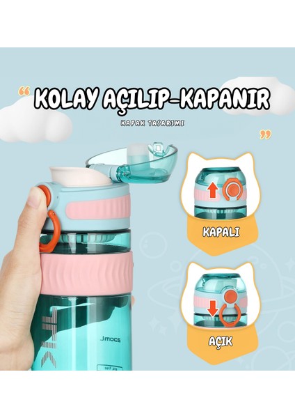 Tkk 550ML Kilitlenebilir Kapak Rahat Içim Taşıma Kulplu Tritan Spor Matara