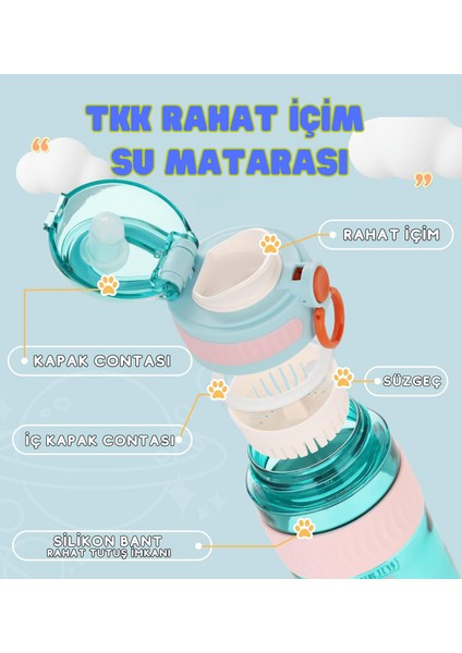 Tkk 550ML Kilitlenebilir Kapak Rahat Içim Taşıma Kulplu Tritan Spor Matara